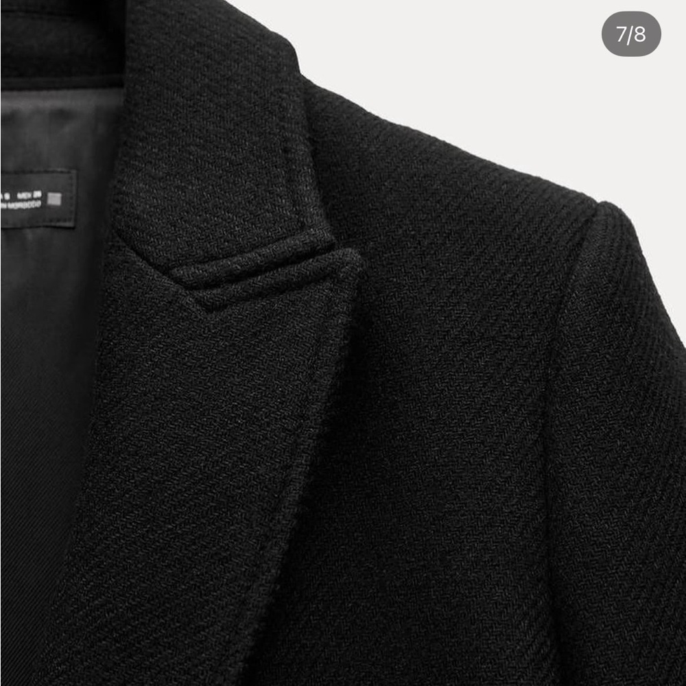 Zara Black Long Dress Pea Coat Size Medium - Picture 6 of 15